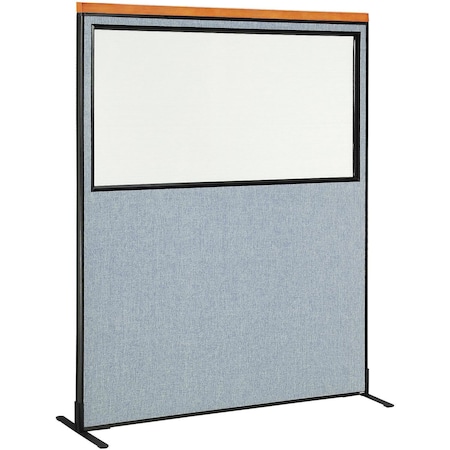 Global Industrial 60-1/4W x 97-1/2H Deluxe Freestanding Office Partition Panel with Partial Window, Blue 695794WFBL